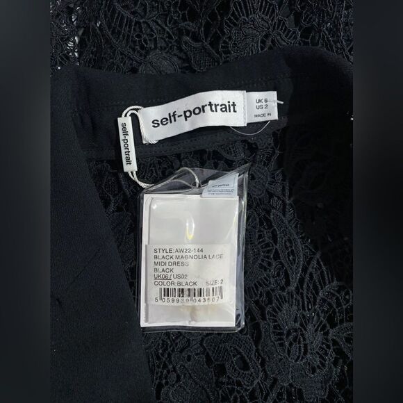 Self-Portrait Button-Up Laced Midi Dress size 2 - Picture 14 of 15